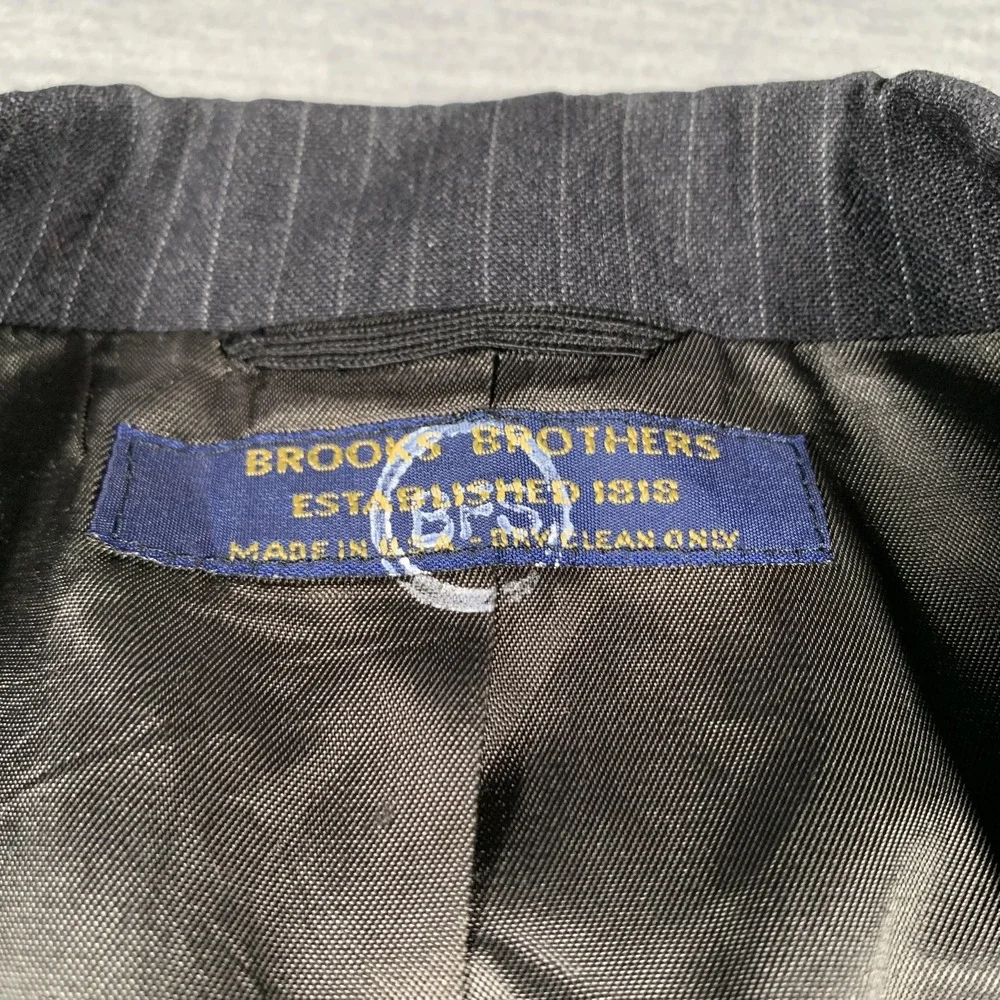 Brooks Brothers Blazer Mens 39 Regular Gray Pinstripe Wool Two Button Jacket USA